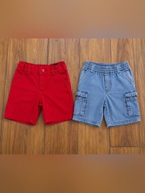 Wrangler Red & Light Blue Denim-Style Kids Shorts Set